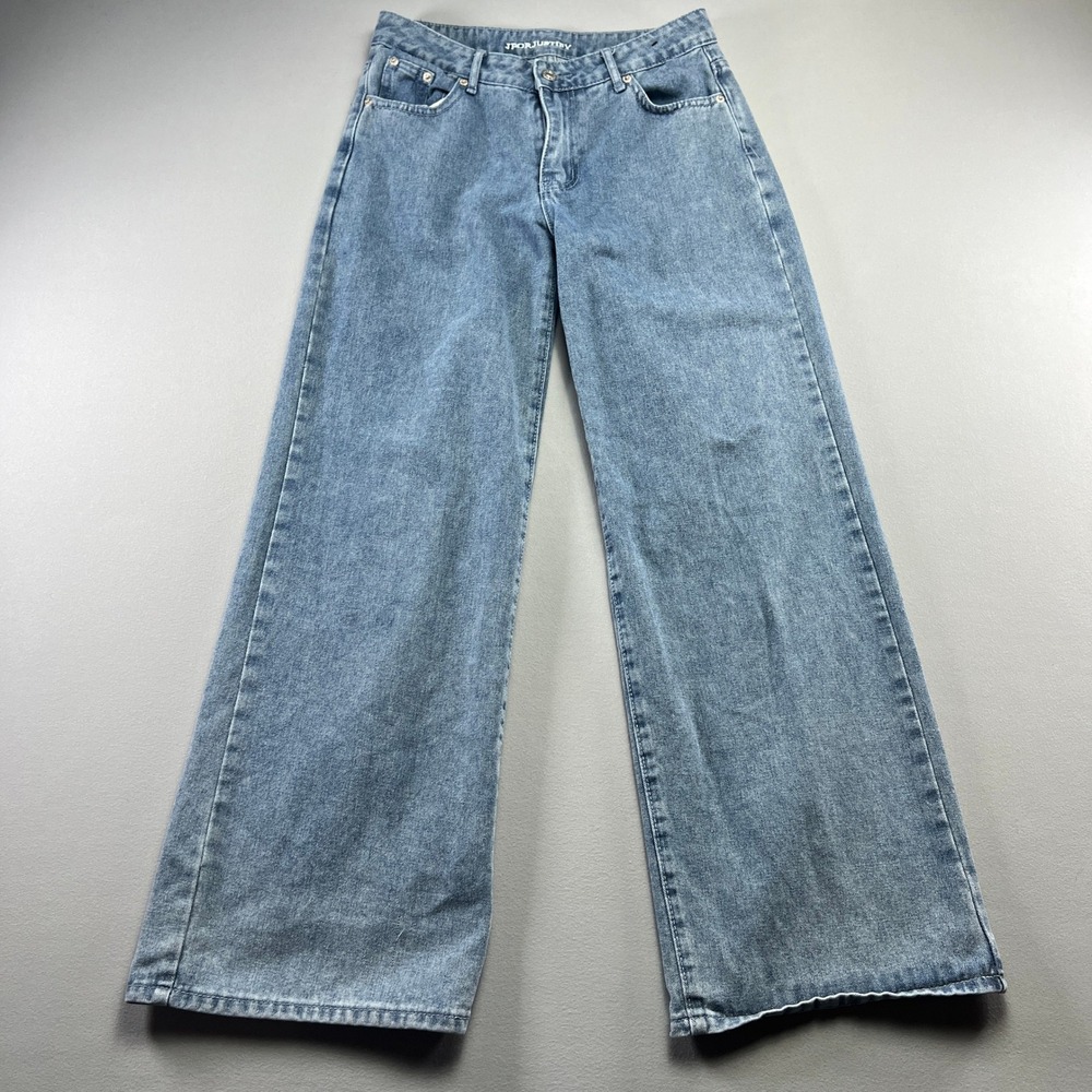 J For Justify Wide Leg Jeans Womens 3 Blue Denim Acid Wash Loose Fit Mid Rise